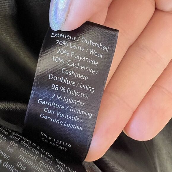 Mackage Zandra Navy Blue Wool & Cashmere Hooded Duffel Coat - Picture 9 of 9